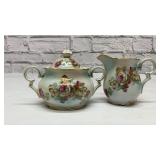 German hand painted creamer, sugar