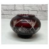 Bohemian ruby cut to clear vase 4 x 5