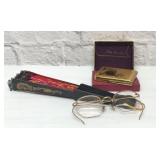 Elgin American compact, 12k GF Eyeglasses, fan