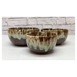 Vintage brown, drip mixing bowls, trio