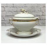 Porcelain old Paris soup terrain with under plate