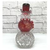 Glass Snowman made with vintage glassware