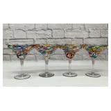Four confetti margarita glasses