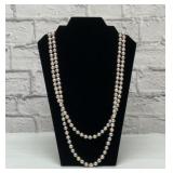 Soft pink, gray pearls necklace 62
