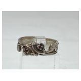 925 silver ring with red stones