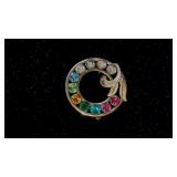 VAN DELL 12K GF MULTI STONE BROOCH