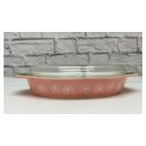 Pyrex pink daisy divided casserole