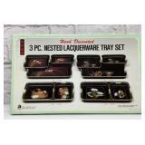 Three-piece nested lacquerware  tray set