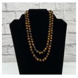 VTG TIGER EYE BEADED NECKLACE 34