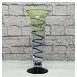 Lg heart glass, blue swirl vase