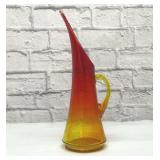 KANAWHA MCM Amberina, crackle glass pitcher