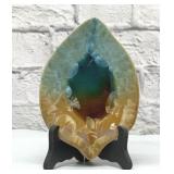 Crystalline Seagrove Hanes pottery leaf plate