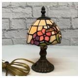Petite, hummingbird stained glass style lamp