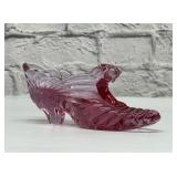 Fenton signed pink swirl glass slipper