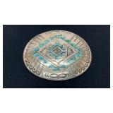 NAVAJO J NEZZIE TURQUOISE BELT BUCKLE