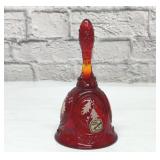 Fenton Hollyberry glass Amberina bell signed