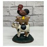 Farm animals cast iron doorstop