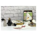 VTG perfume bottles, handkerchiefs