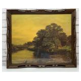 Vintage landscape scene framed