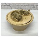 Comical artists piglets pottery bowl