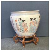 FINE GEISHA GIRL KOI PLANTER TABLE HUGE