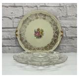 KPM FLORAL CAKE PLATE, MOSSER thistle platter