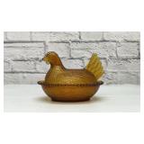 Vintage Indiana glass hen on a nest