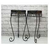 Matching metal plant stand pair 21 inches