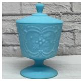 Fenton satin covered candy dish 9