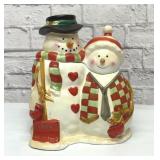 Mr. Mrs. snowman cookie jar