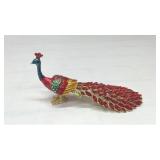 Peacock jeweled, trinket box red 7