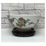 Asian fruit bowl with stand signed 10
