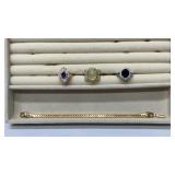 NAPIER BRACELET & 3 COSTUME RINGS