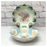 2 antique German camp painted bowls