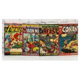 4 assorted vintage Marvel comic books