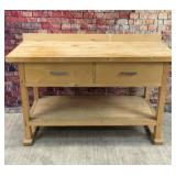 Large Wood Workbench with Deep Drawers