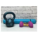 Yoga mat, weights