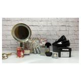 Assorted vanity items, Talbots new shoes, perfumes