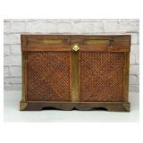 Wooden trunk with brass accents