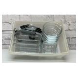 Glass refrigerator storage dishes with lids