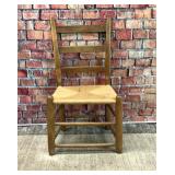 Vintage ladder back chair, rush seat