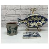 Boleslawic plate, Salmon falls crock, Minton tile