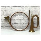 2 BRASS DECORATIVE HORNS