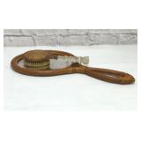 Hand mirror, hair brush with glass handle