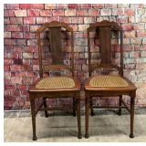 2 dining chairs, cane seats