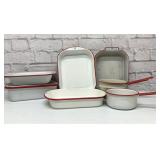 Enamelware cookware 8 PCs red/white