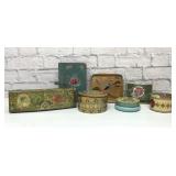 Antique tins, Victorian portrait box