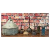 Old oil cans & funnel