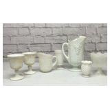 Assorted milk glass