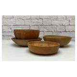 4 old wooden bowls
